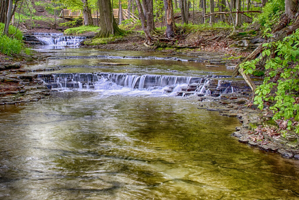 Small Cascade and Wooden Bridge: New York
