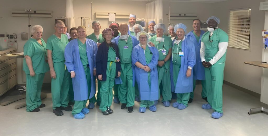 a team photo of the anesthesia department at Wayne Memorial