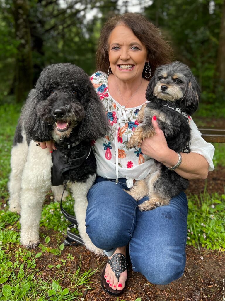 Cath lab nurse Cynthia Sharp with her two dogs Lazur and Tater