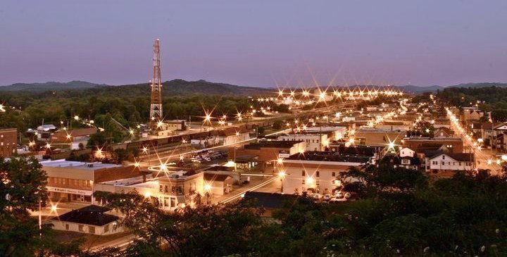 Skyline of Corbin, Kentucky in the evening