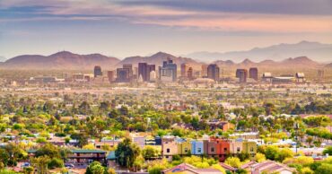 Phoenix, Arizona downtown cityscape at dusk